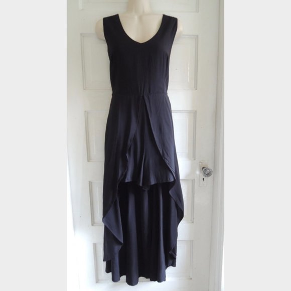 Kor Mei Black Flowy Split Maxi Romper Dress M NWT - Picture 1 of 10